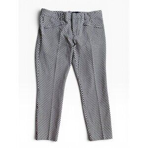 GAP Navy White Geometric Print Ankle Pants Stretch Slim Career Size 12